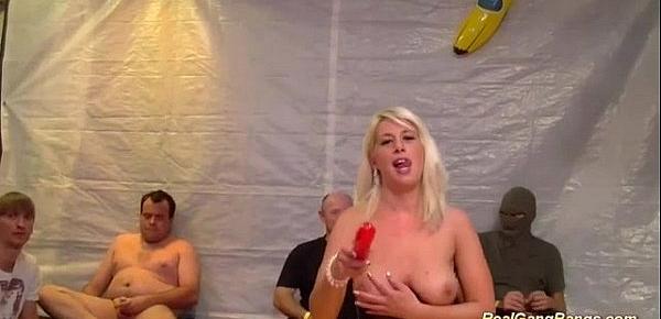  busty german in real gangbang orgy